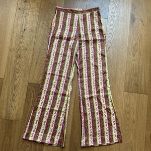 Sandro Wide Leg Loose Flower Stripes Trousers - EUC - Size 38/UK 10 - Multi